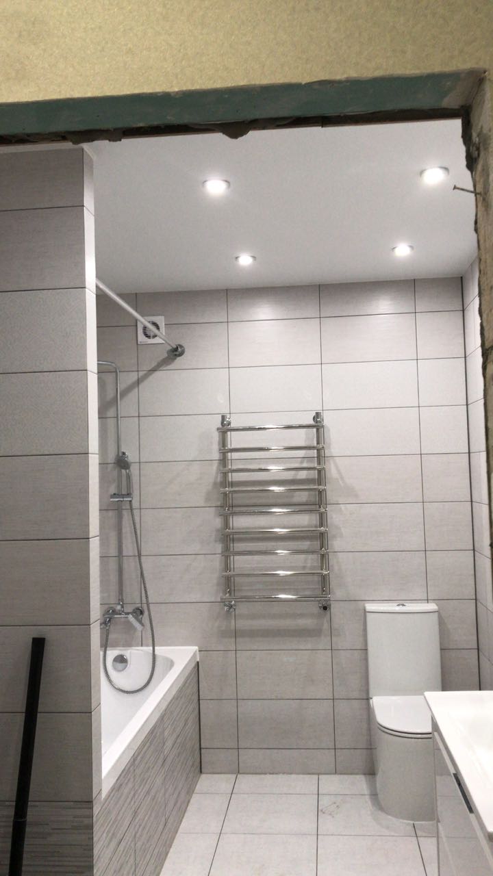 Ремонт ванной комнаты под ключ в Гулькевичи - фото: укладка плитки, шпатлевка, штукатурка стен