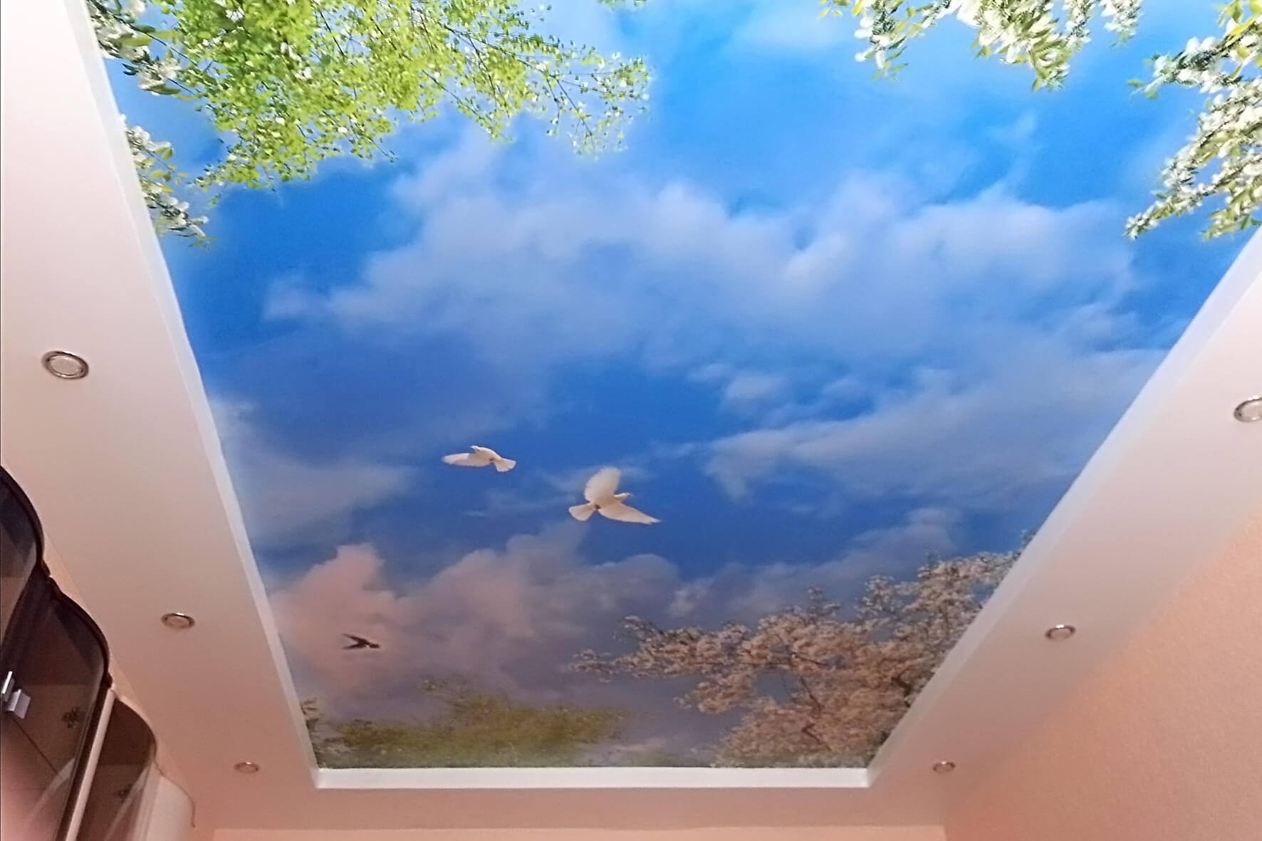 Натяжные потолки Адлер, фотопечать небо и облака 